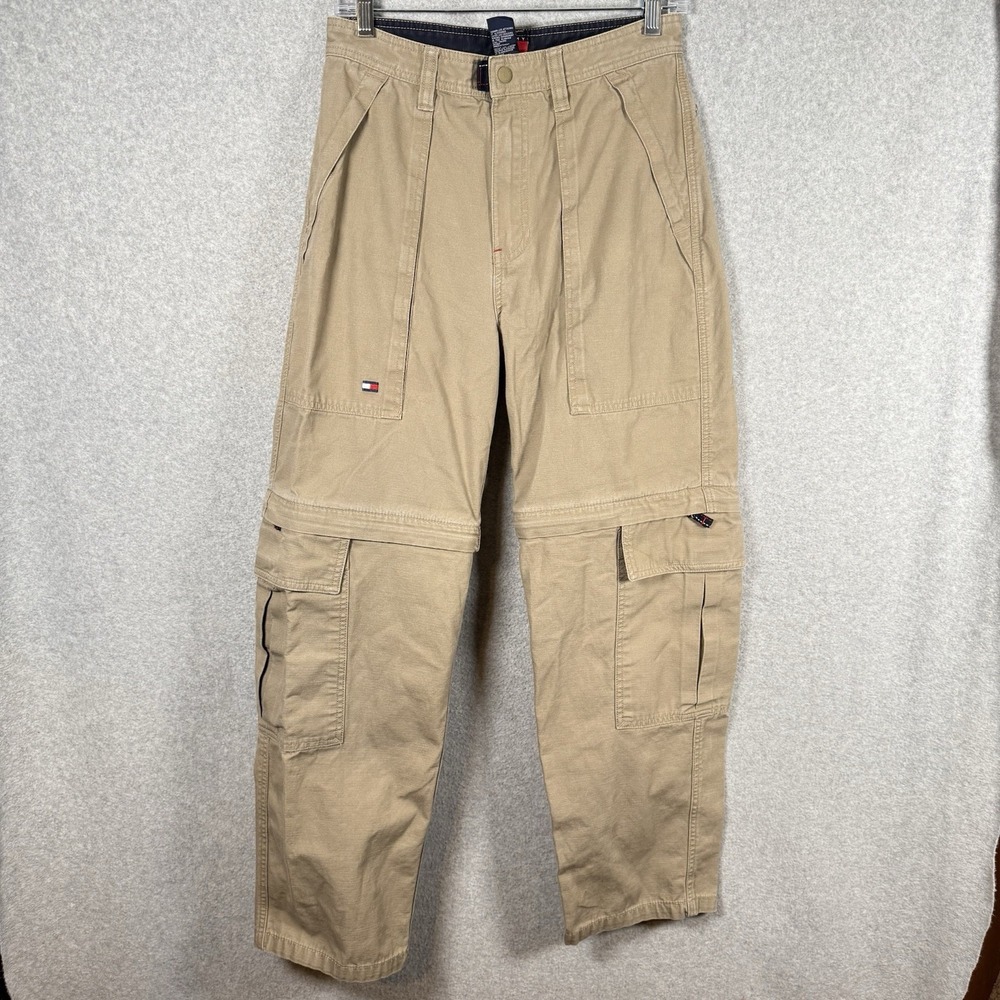 Tommy Hilfiger Cargo Zip Off Convertible Pants Mens 27 X 28 Khaki